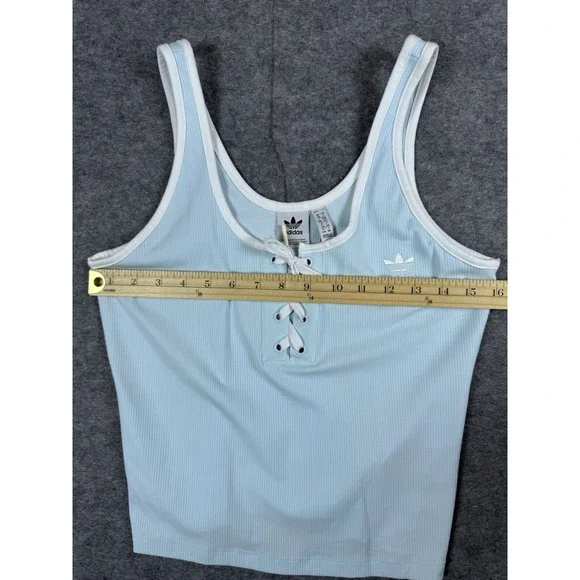 adidas Tank Top Womens Large Blue Always Original Lace-up Laced - Picture 5 of 11